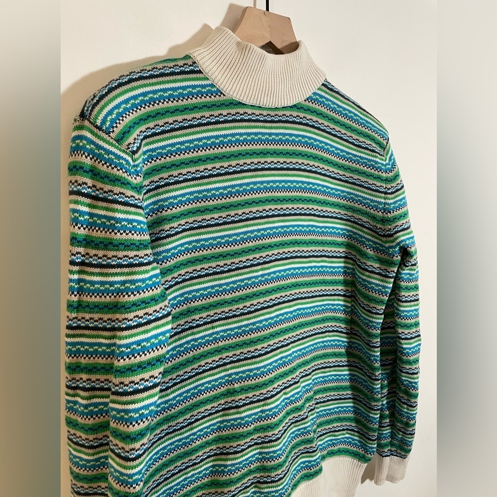 Esprit New York Striped Mock Neck Ribbed Sleeves and Hem Sweater 90’s Sz Medium - Picture 4 of 9